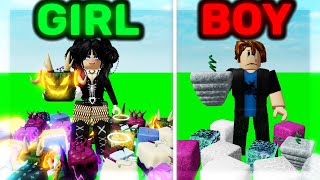 Begging for FRUITS as a GIRL vs BOY for 24 Hours and this happened.. Blox Fruits Roblox