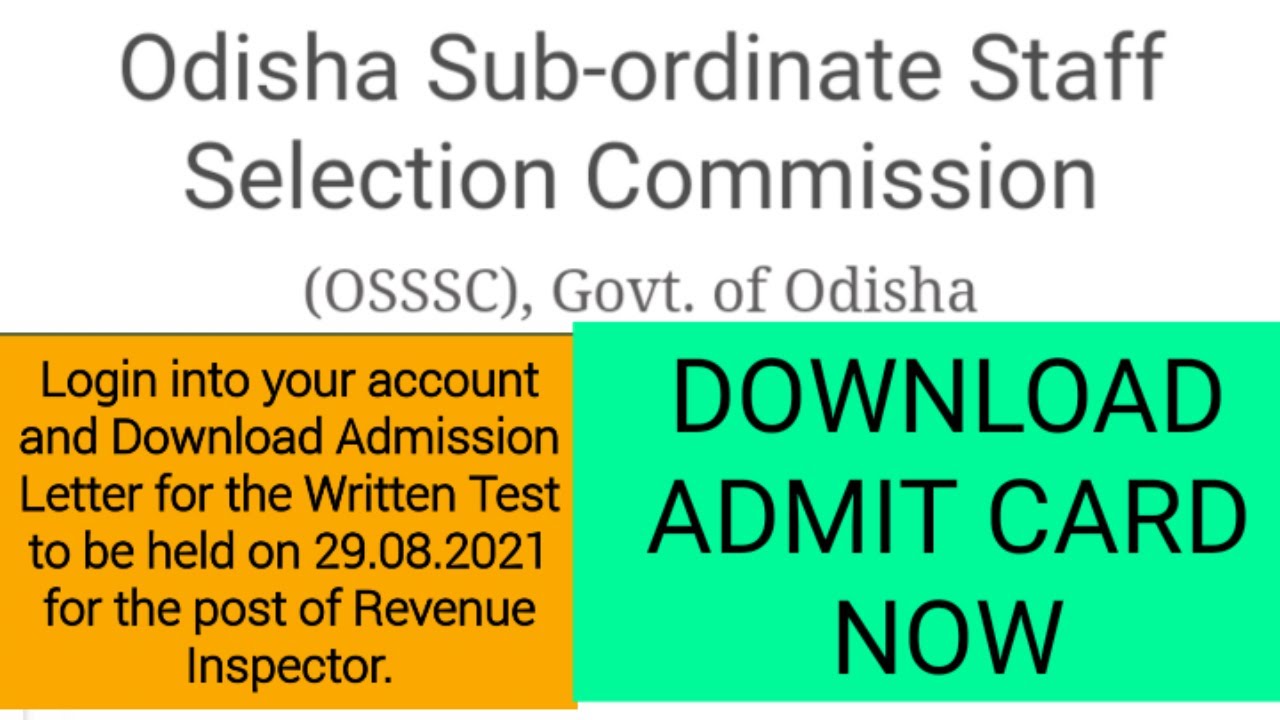 OSSSC RI ADMIT CARD || OSSSC RI ADMIT CARD 2021||