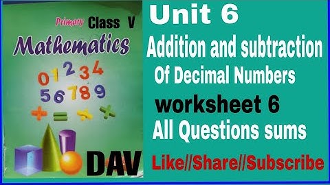 DAV Class 5 Maths Unit 6 Worksheet 6 All Questions Solved.