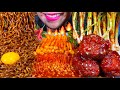 ASMR BLACK BEAN NOODLES, SPICY FRIED CHICKEN, GREEN ONION KIMCHI, SPICY ENOKI MASSIVE Eating Sounds