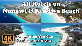 All Hotels on Nungwi Beach \& Kendwa Beach Zanzibar from Drone in 4K