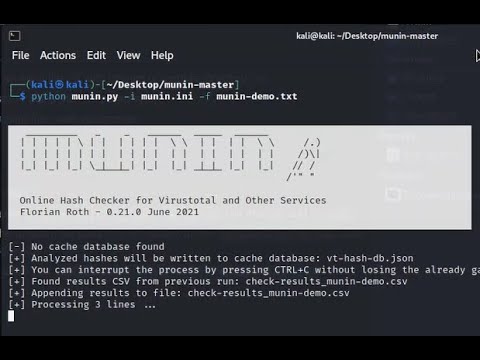 Checking multiple IOC's automatically on virustotal through Munin.