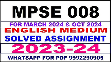 mpse 008 solved assignment 2023-24 | mpse 8 solved assignment in english 2024 | mpse 8 2024