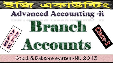 Branch Accounts- Stock and Debtors System (Class-3)- /Advanced Accounting-2/BBA-4th-NU Question-2013