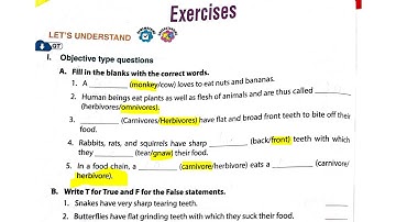 Exercise of science chapter - Eating habits of Animals, Class 3 #science #eatinghabits #eatinghabit