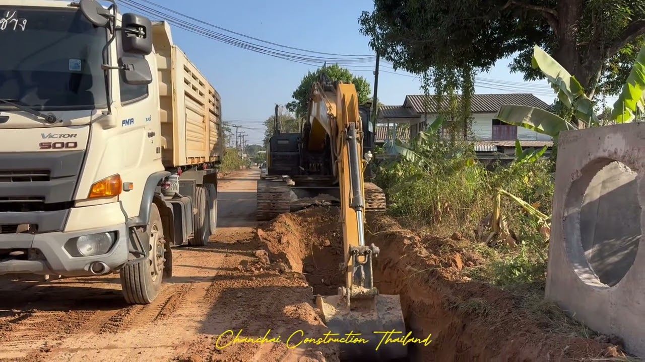 SANY SY215C SUPER ACE & HINO VICTOR 500 งานขุดดินวางท่อระบายน้ำ | EP.493