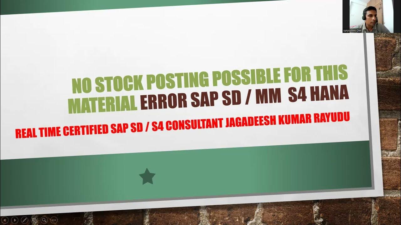 No stock posting possible for this material ERROR SAP SD mm S4 HANA