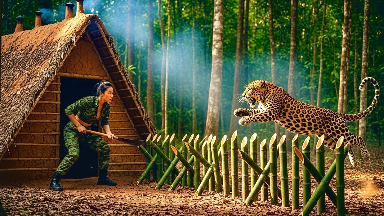 Alone in The Jungle: Young Girl Builds Shelter and Faces a Leopard