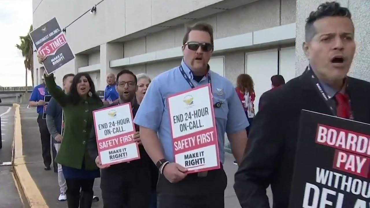 Southwest Airlines employees at Orlando International Airport picket
