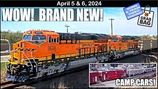 THREE BRAND NEW BNSF ET44ACH ENGINES! METEOR, RACCOON, ENTIRE TRAIN OF CP CAMP CARS & A SONG