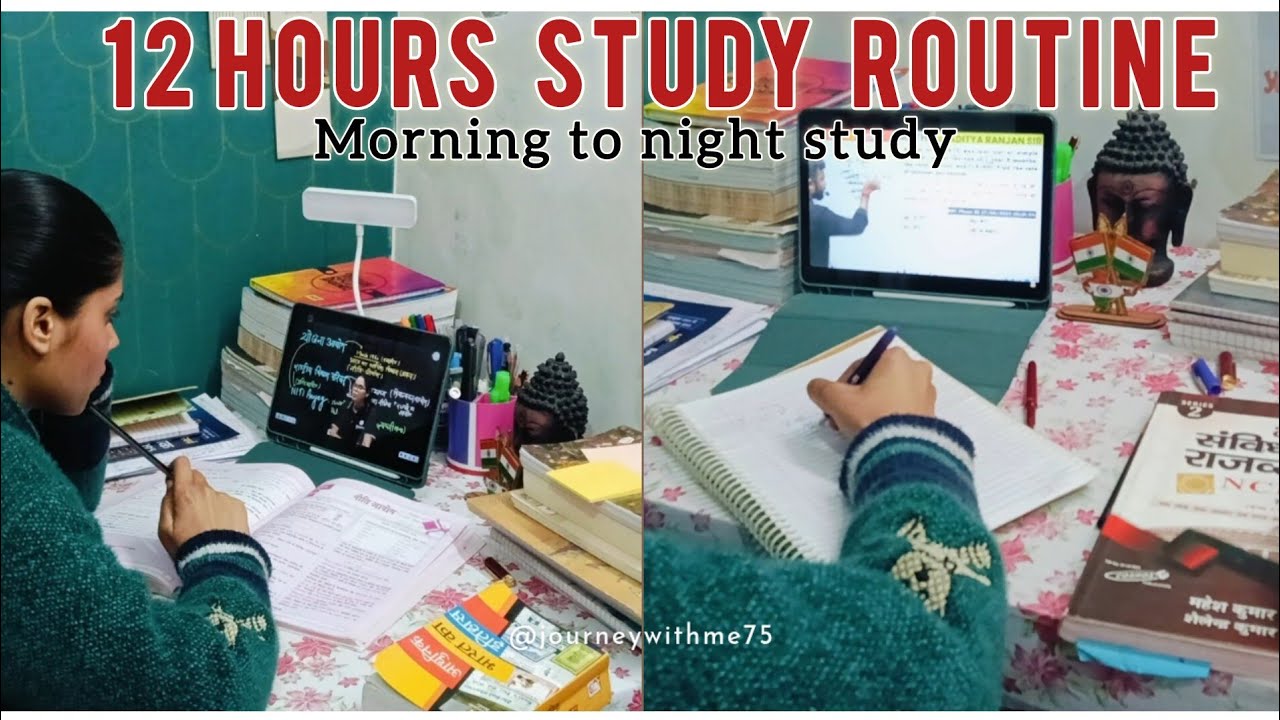 I woke up at 6 A.M. for upsc preparation *12Hours*🔥🎯||My Morning To Night Study Routine ✅||Upsc Vlog