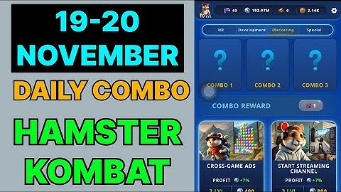 HAMSTER KOMBAT GAMEDEV DAILY COMBO | HAMSTER KOMBAT DAILY COMBO | 19 NOVEMBER HAMSTER DAILY COMBO |