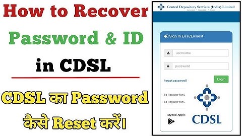 How to Recover Password and User Name or user Id in CDSL Depository Account ?