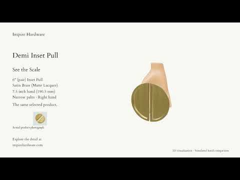 Video preview: Demi Inset Pull, Satin Brass (Matte Lacquer) / 6" (pair)
