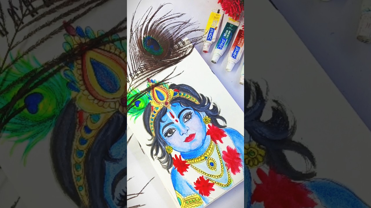 Little Cute 🥰 Krishna Ji Drawing ❤️✨💖 (Part-2) #art #painting #krishna #drawing #ytshorts #shorts