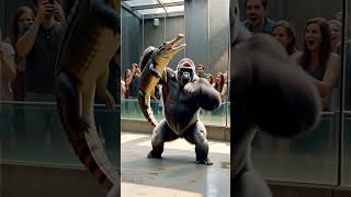Gorilla vs. Crocodile! 🦍🆚🐊 The Ultimate Power Struggle! #GorillaPower #CrocodileAttack