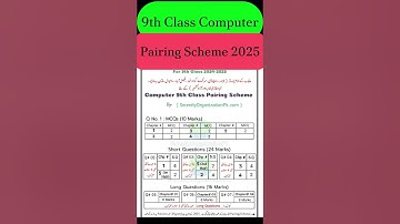 9th Class Computer Pairing Scheme 2025 || Computer pairing Scheme 9th Class 2025