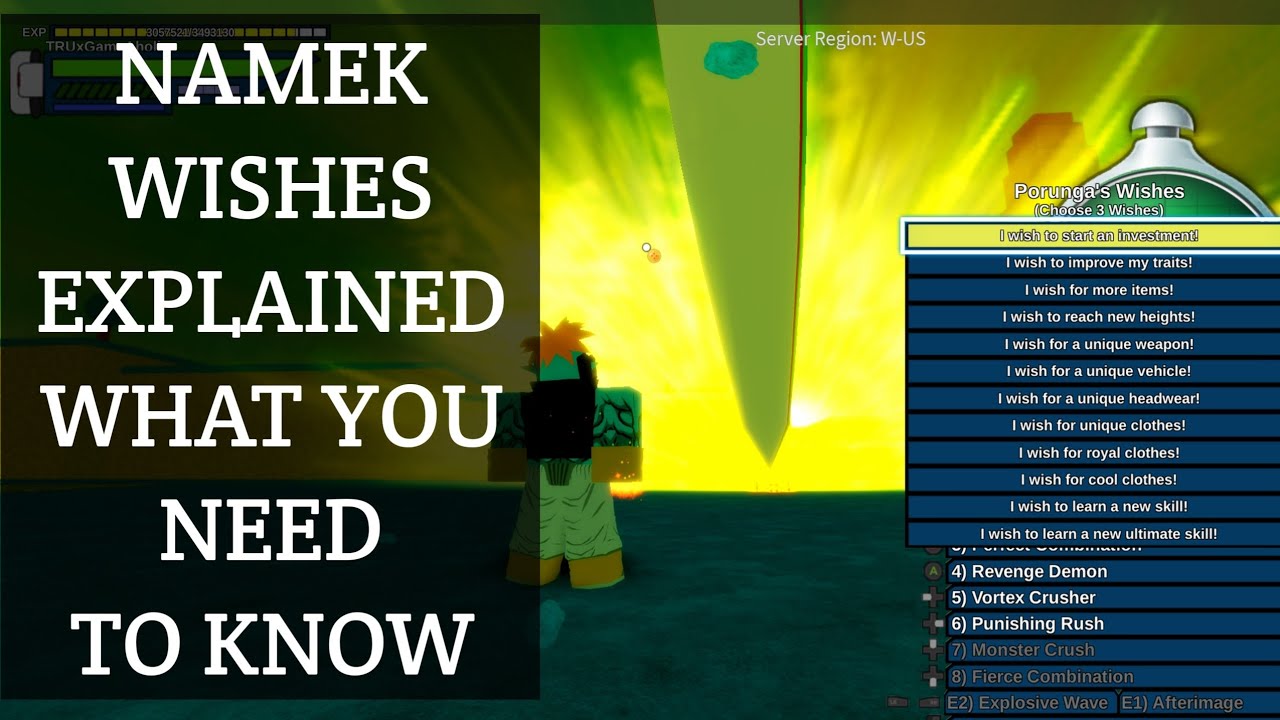 PORUNGA'S Wishes Explained What They Do DBOG Roblox Namek Dragon Balls