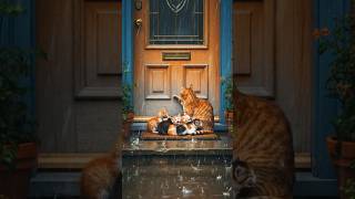 Heartwarming Moment: Stray Cats Find Shelter from the Rain 🐾🌧️” #catrescue #shorts