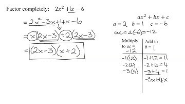 Factor the Trinomial 2x^2+x-6 With No GCF & Leading Coefficient a=2 Using ac (or Grouping) Method