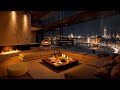 Sleep in a Cozy London Apartment 🌃 Elegant Jazz Saxophone Music with Night Rain & Fireplace Sounds