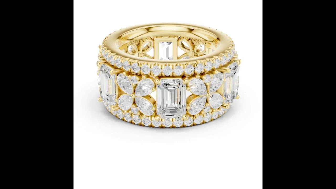 Mixed Cut Lab Diamond Butterfly and Emerald Eternity Band