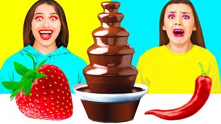 Chocolate Fountain Fondue Challenge | Funny Food Situations by Ideas 4 Fun Challenge