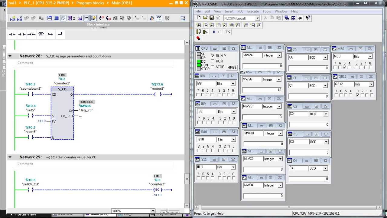 Simulation of counter CTU, CTD, CTUD, S_CUD, S_CU, (SC: CU,CD) in Tia