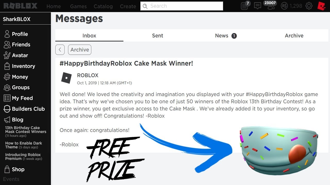 Did You Win The Roblox 13th Birthday Cake Mask Youtube