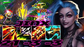 WILD RIFT JINX ADC GAMEPLAY | 21 -3 -3 MVP | JINX BUILD RUNES