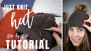 How to knit Chunky Bulky Hat... TUTORIAL ▸ JUST KNIT HAT knitting free pattern | handmade wardrobe