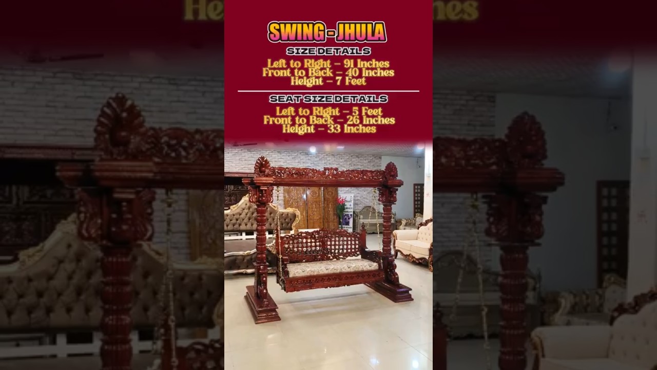 Indoor Swing Design for Villa Homes | Handcrafted Teak Wood Jhula with Premium Carving
