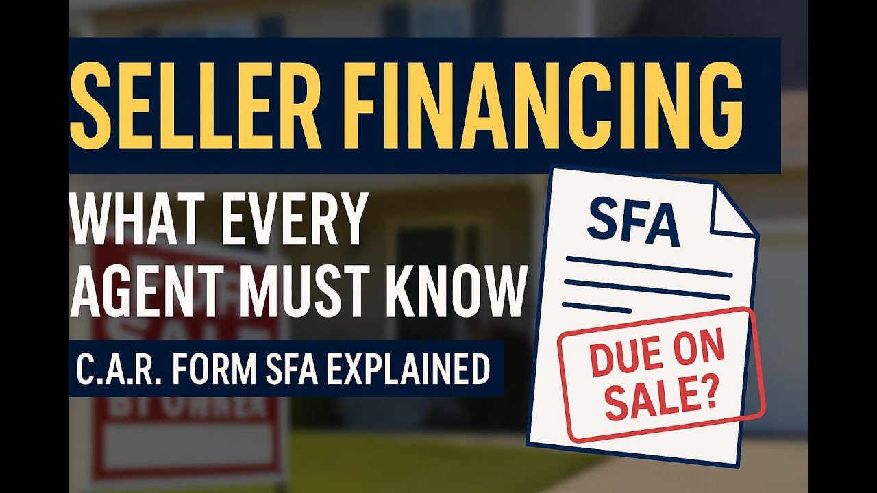 Sfa Form Seller Financing Explained for Real Estate Agents | C.A.R. Form SFA ...