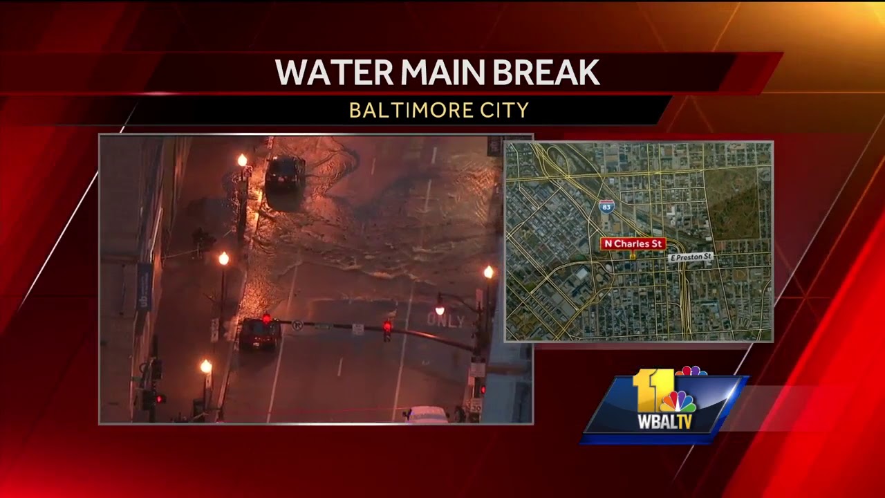 Video: Water main break closes portion of Charles Street - YouTube