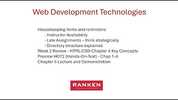 Chapter 5 Lecture, Preview HOT2, Week 2 Review