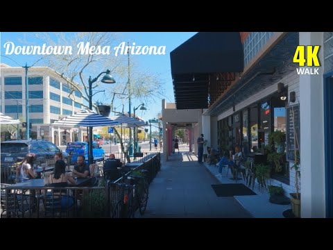 Downtown Mesa Arizona Main Street Scenic 4K Walk