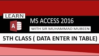 Ms Access 2016 Tutorials in Urdu/Hindi (Lesson 5 - Data Enter In Table )