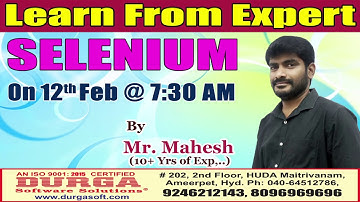 New Batch On SELENIUM by Mr. Mahesh Demo On 12th Feb @7:30AM At Maitrivanam(HYD) - Offline Batch
