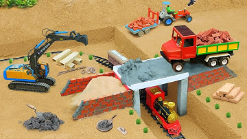 DIY Mini Modern Concrete Bridge Building Science Project Using Bricks & Construction Vehicles