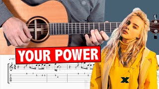 Billie Eilish - Your Power \/\/ Guitar Tutorial (Guitar Solo)