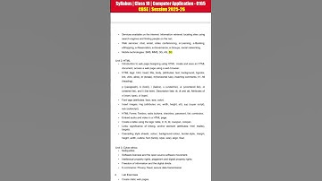 Syllabus | Computer Application Class 10th | CBSE 2025-26 🔥 #shorts #ytshorts💻 #computerschool