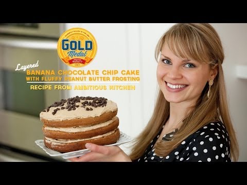 How to Make Banana Chocolate Chip Cake with Fluffy Peanut Butter Frosting