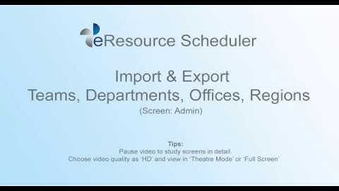 Import & Export Team, Department, Office, Region - eRS Project Resource Allocation