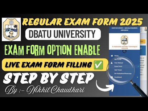 Dbatu University Regular Exam form filling Live✅|Step by step form filling|Live fees Payment|#Error👆