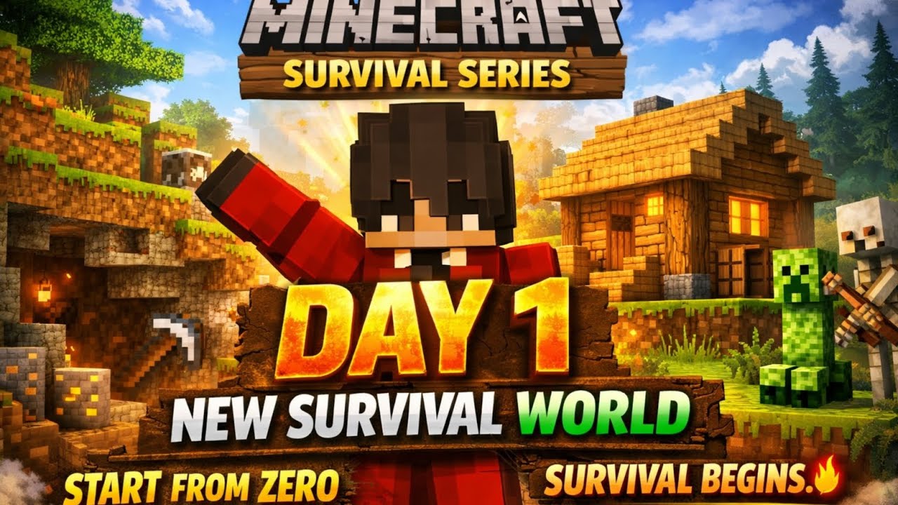 Minecraft Survival Series Day 1 | New World Start 🌍 - YouTube