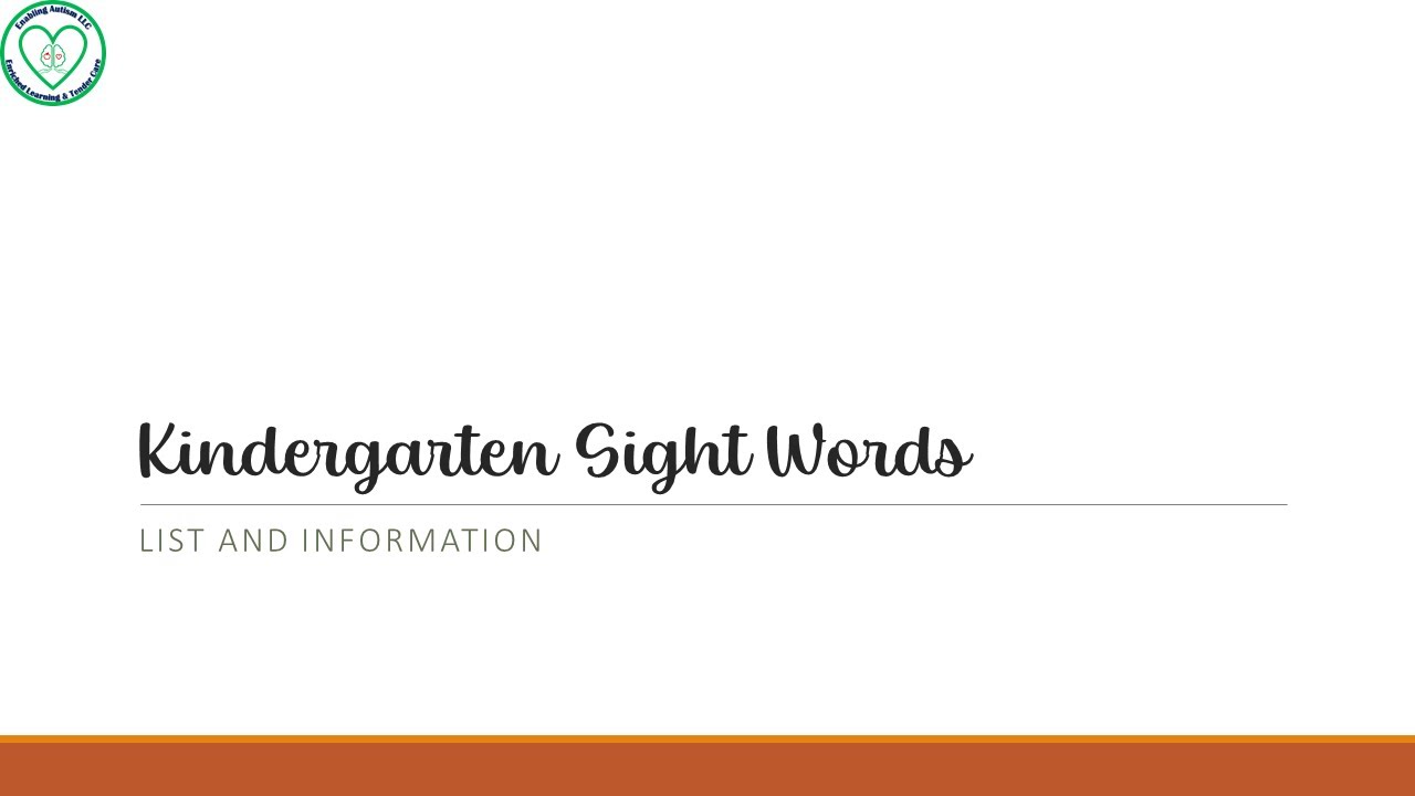 Readout Info - Sight Words: Kindergarten's List and Info [Enabling Autism]