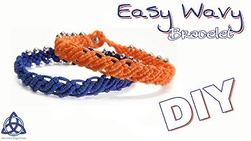Wavy Macrame Bracelet with Beads Tutorial  | SUPER EASY