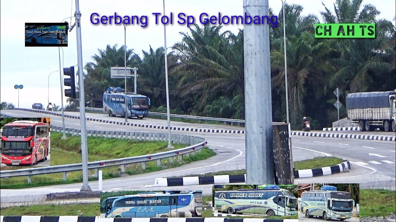 A, Pintu gerbang jalan Tol Pekan Baru Dumai lokasi Gelombang kab Siak pagi hari,lintas Bus malam