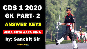 CDS 1 2020 GK Answer Keys Part 2 [Full Solution]