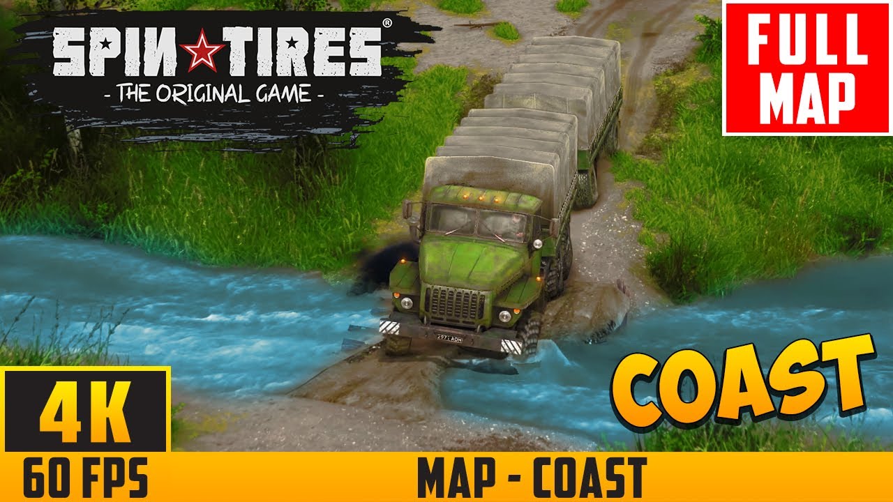 SpinTires (2014) - Full Walkthrough Map - Coast - No Commentary (4K 60FPS)